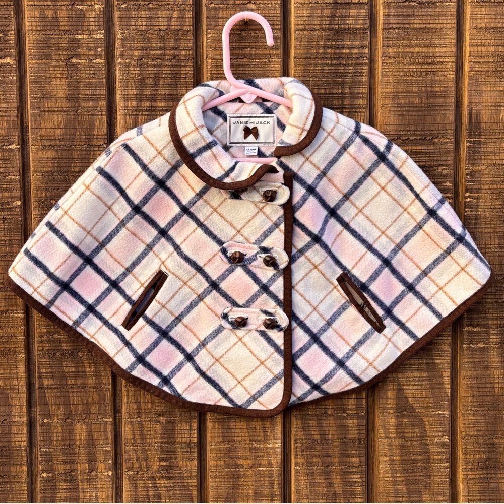 Janie and Jack Plaid Wool Blend Cape Poncho
